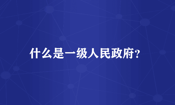 什么是一级人民政府？