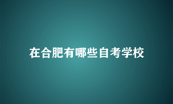 在合肥有哪些自考学校