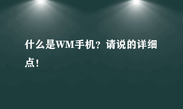 什么是WM手机？请说的详细点！