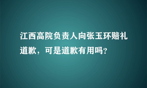 江西高院负责人向张玉环赔礼道歉，可是道歉有用吗？