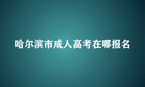 哈尔滨市成人高考在哪报名