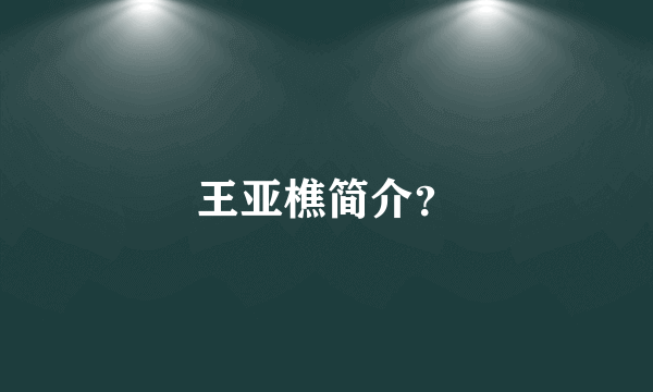 王亚樵简介？