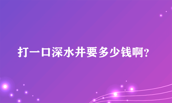 打一口深水井要多少钱啊？