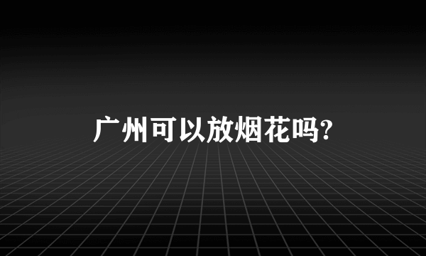 广州可以放烟花吗?