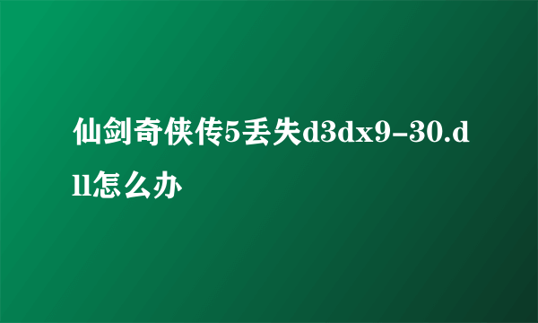 仙剑奇侠传5丢失d3dx9-30.dll怎么办