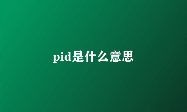 pid是什么意思