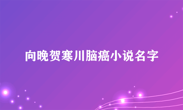 向晚贺寒川脑癌小说名字