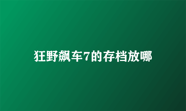 狂野飙车7的存档放哪