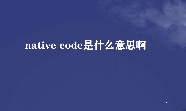 native code是什么意思啊