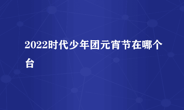 2022时代少年团元宵节在哪个台