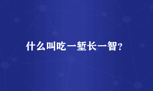 什么叫吃一堑长一智？