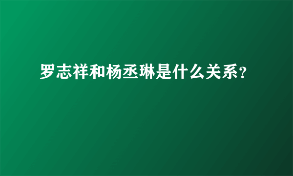 罗志祥和杨丞琳是什么关系？