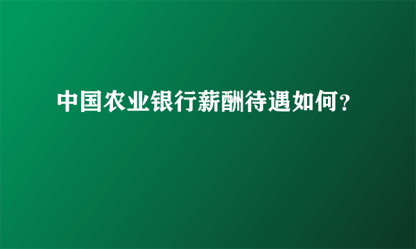 中国农业银行薪酬待遇如何？