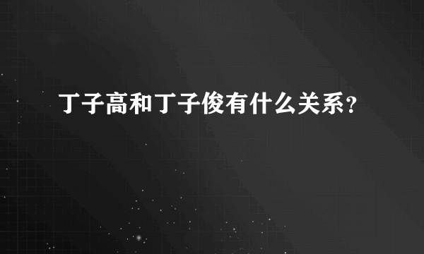 丁子高和丁子俊有什么关系？