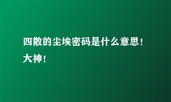 四散的尘埃密码是什么意思！大神！