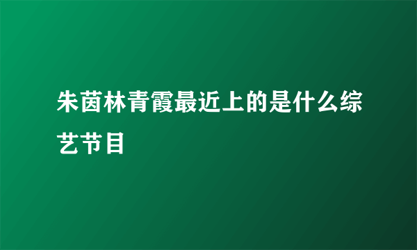 朱茵林青霞最近上的是什么综艺节目