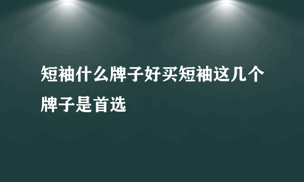 短袖什么牌子好买短袖这几个牌子是首选