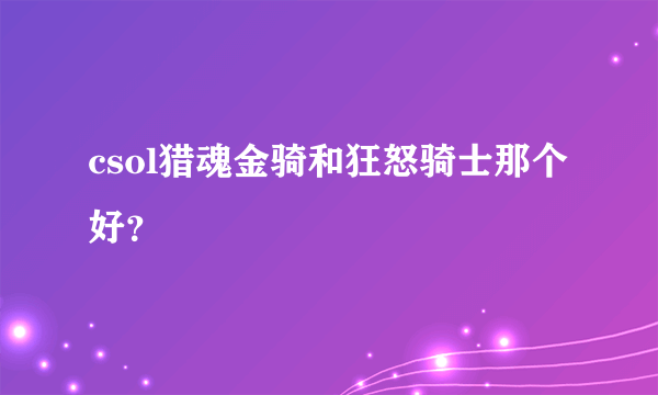 csol猎魂金骑和狂怒骑士那个好？