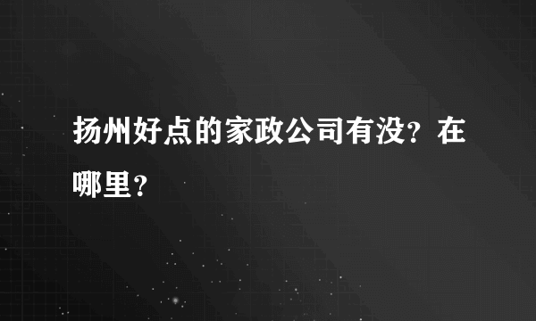 扬州好点的家政公司有没？在哪里？