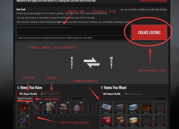 《h1z1》国内皮肤交易网站怎么使用？