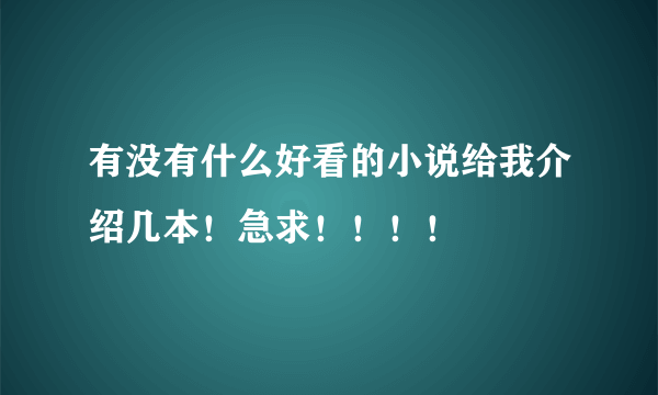 有没有什么好看的小说给我介绍几本！急求！！！！