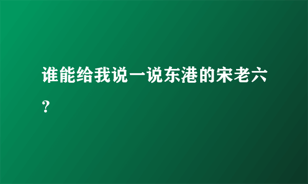 谁能给我说一说东港的宋老六？