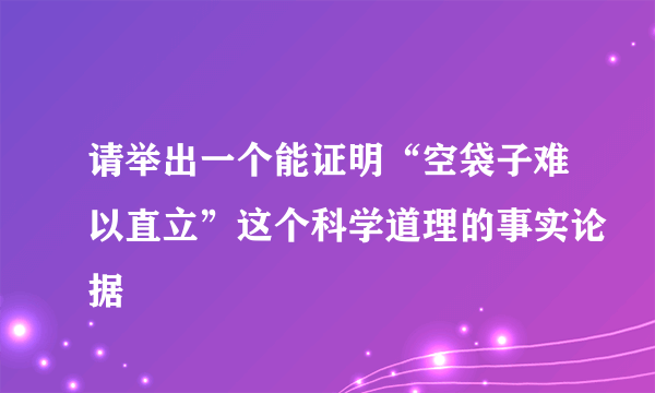 请举出一个能证明“空袋子难以直立”这个科学道理的事实论据