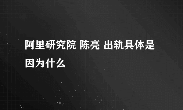 阿里研究院 陈亮 出轨具体是因为什么