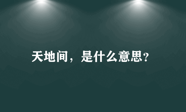 天地间，是什么意思？