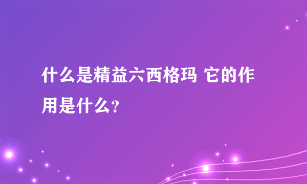 什么是精益六西格玛 它的作用是什么？