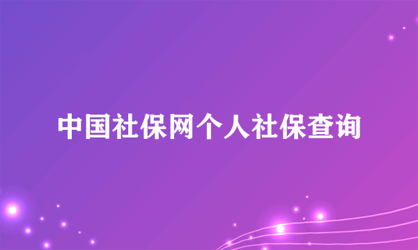 中国社保网个人社保查询