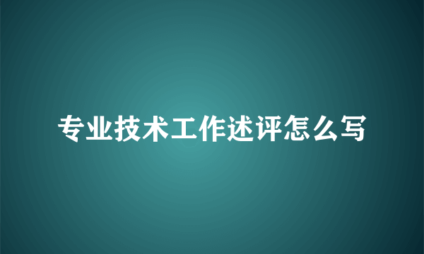 专业技术工作述评怎么写