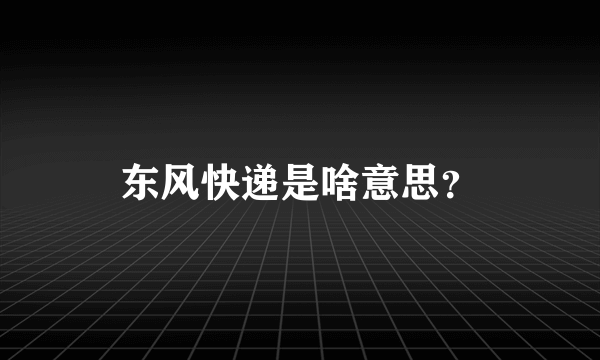 东风快递是啥意思？