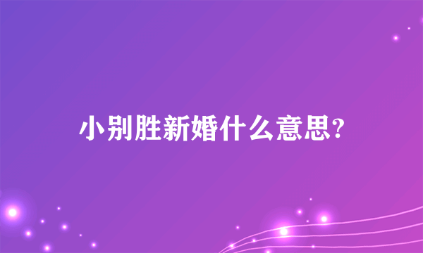 小别胜新婚什么意思?