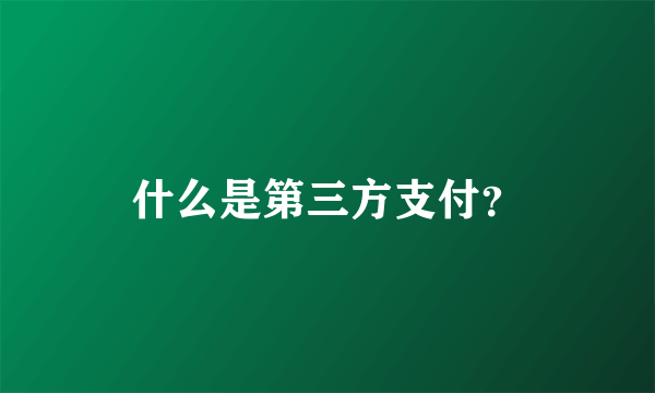 什么是第三方支付？