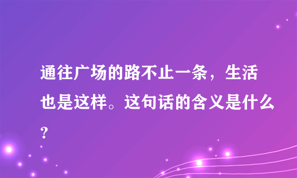 通往广场的路不止一条，生活也是这样。这句话的含义是什么？