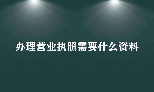 办理营业执照需要什么资料