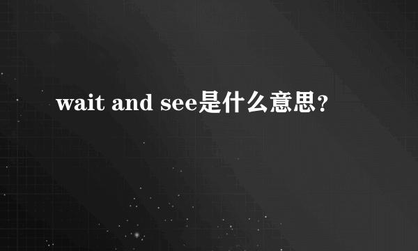 wait and see是什么意思？