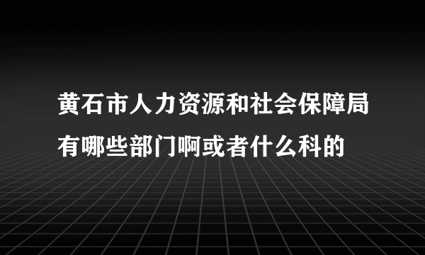 黄石市人力资源和社会保障局有哪些部门啊或者什么科的