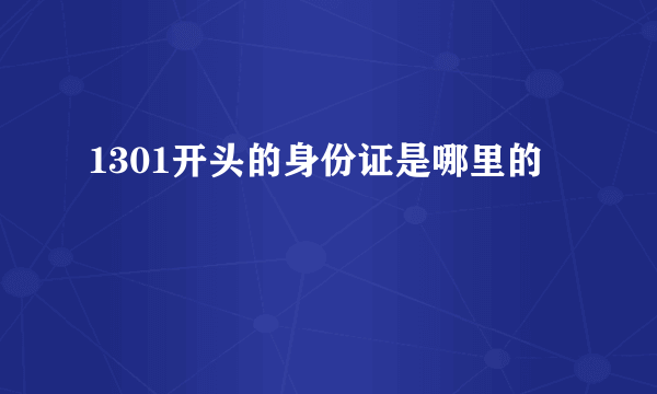 1301开头的身份证是哪里的