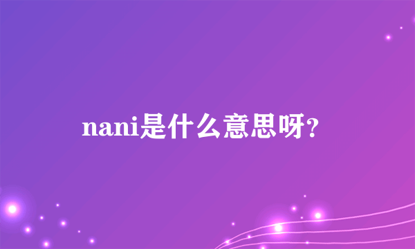 nani是什么意思呀？