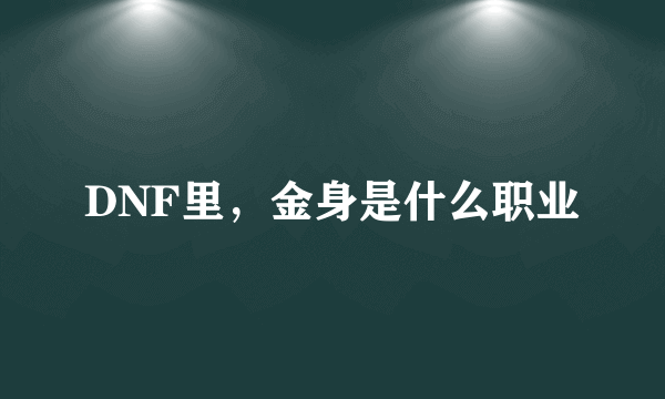 DNF里，金身是什么职业