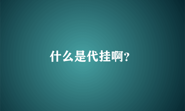 什么是代挂啊？