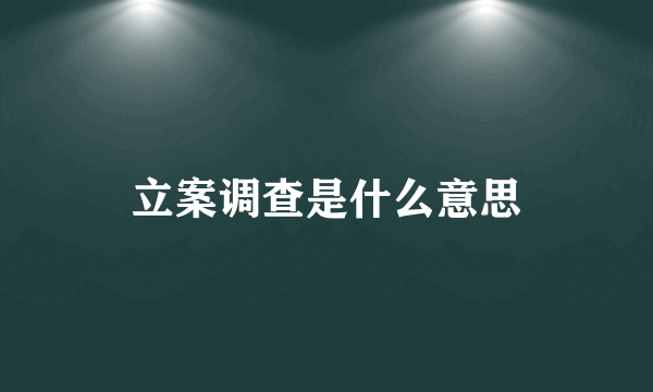 立案调查是什么意思