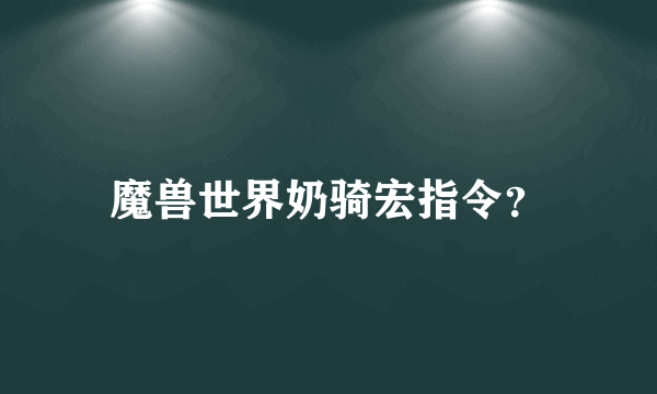 魔兽世界奶骑宏指令？