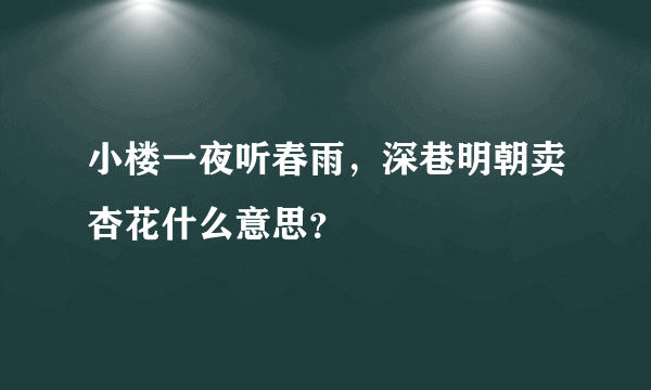 小楼一夜听春雨，深巷明朝卖杏花什么意思？