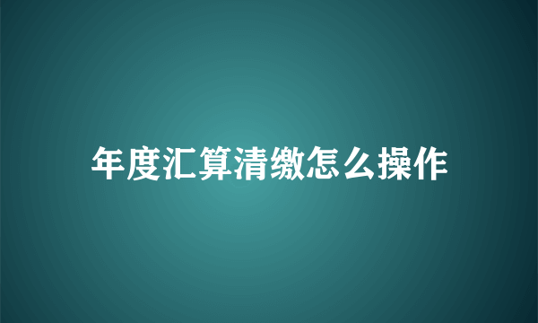 年度汇算清缴怎么操作