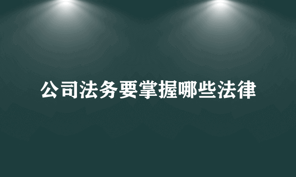 公司法务要掌握哪些法律