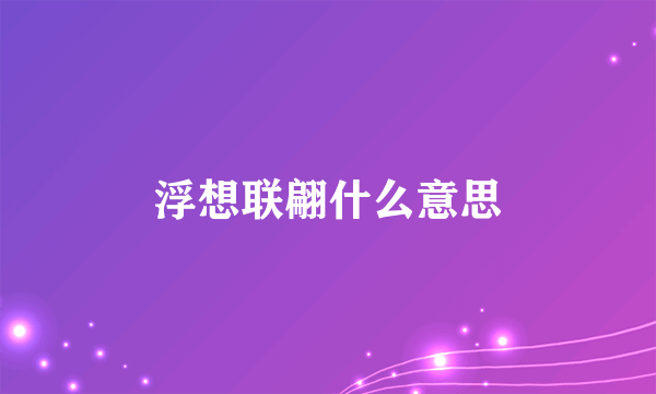 浮想联翩什么意思