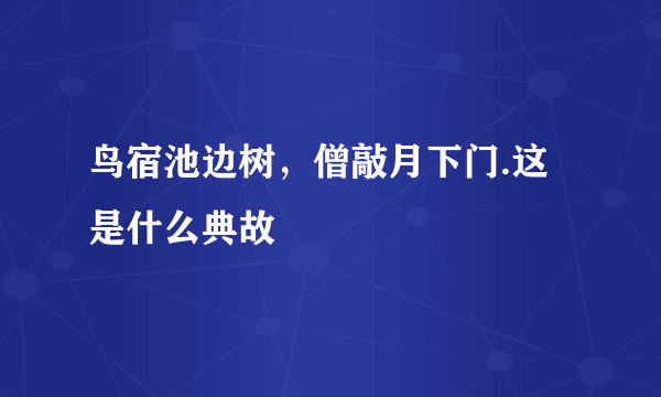 鸟宿池边树，僧敲月下门.这是什么典故